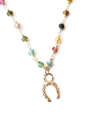 Tourmaline Sterling Lucky Horseshoe Necklace