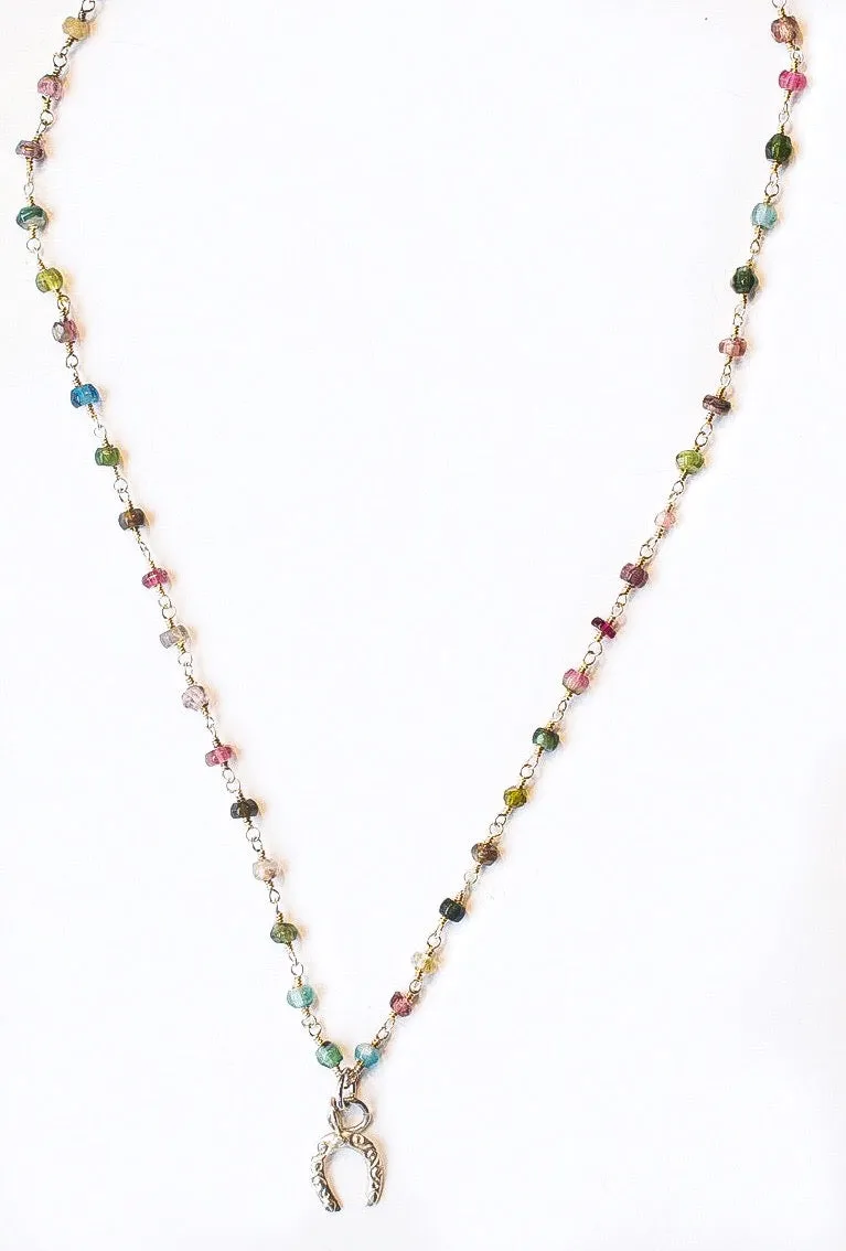 Tourmaline Sterling Lucky Horseshoe Necklace