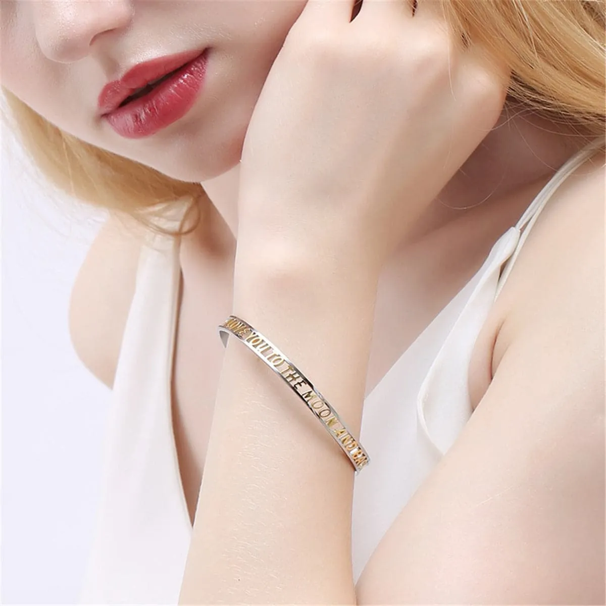 Two-Tone 'Love You To The Moon' Cuff