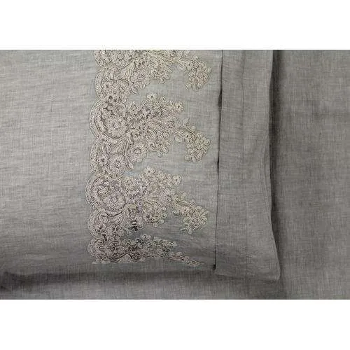 Vintage Design Embroidered Grey 100% Quilt Cover Set