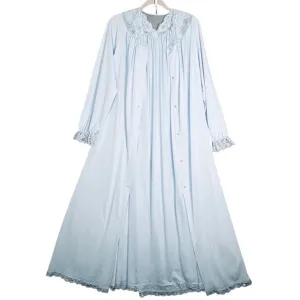 Vintage Shadowline Peignoir Set Small Blue Lace Robe Nightgown 70's 80's