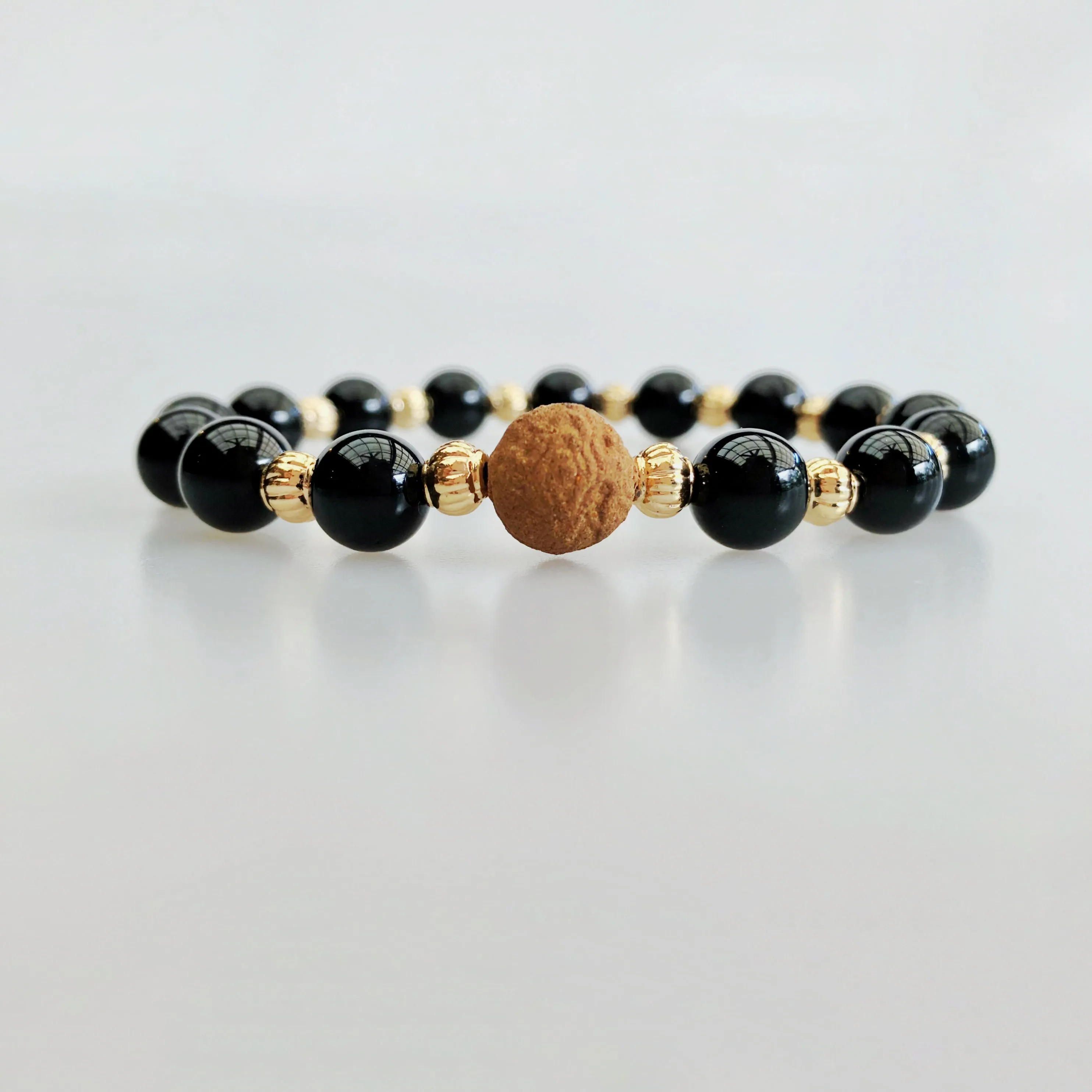 Vintage Style 8mm Obsidian Herbal Bracelet