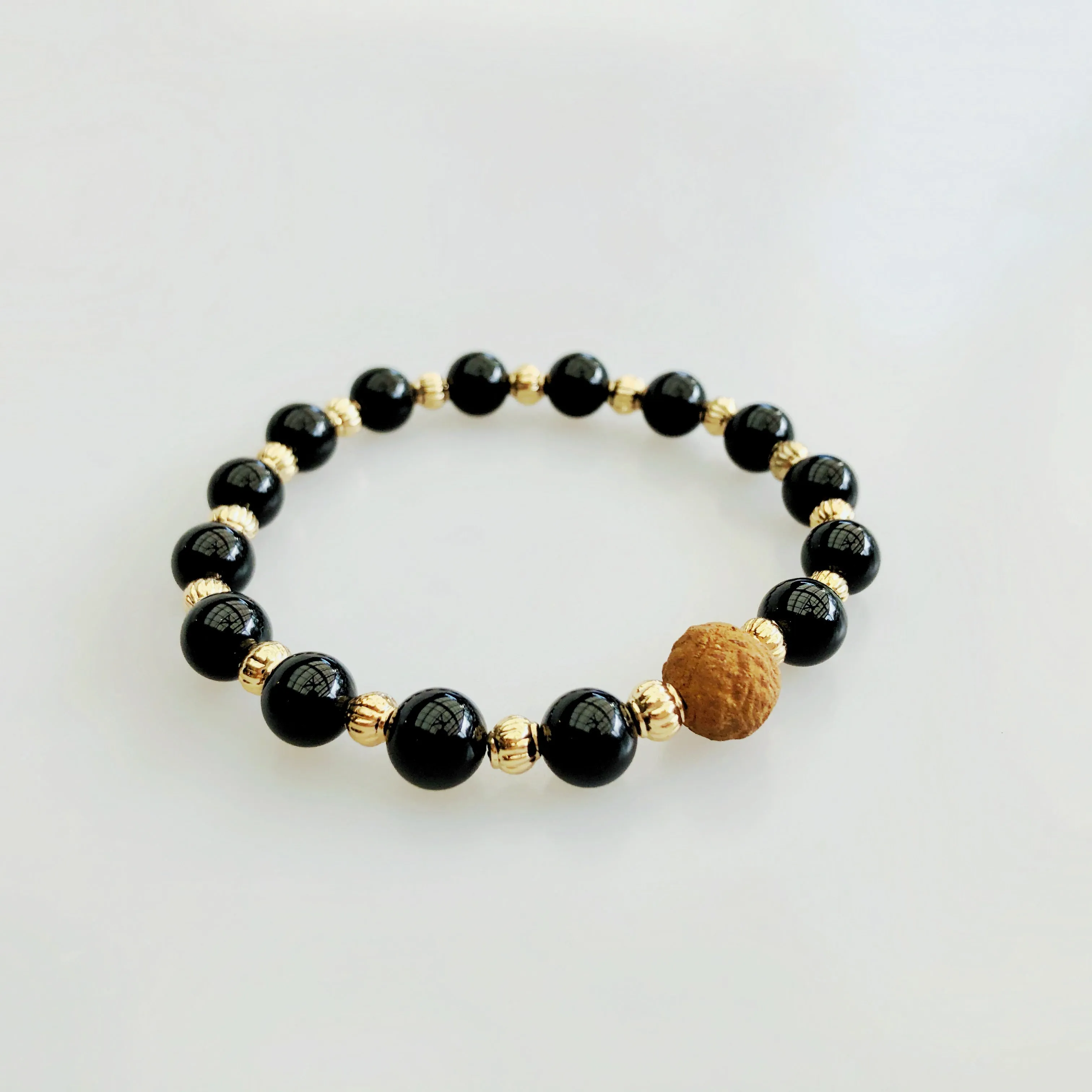 Vintage Style 8mm Obsidian Herbal Bracelet