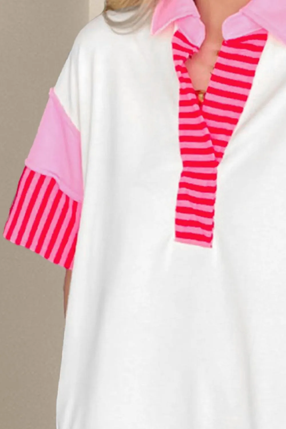 Vivi Color Block Johnny Collar Half Sleeve Dress