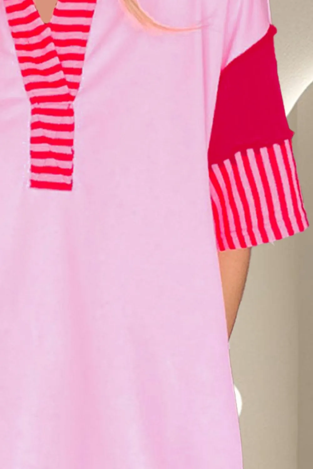Vivi Color Block Johnny Collar Half Sleeve Dress