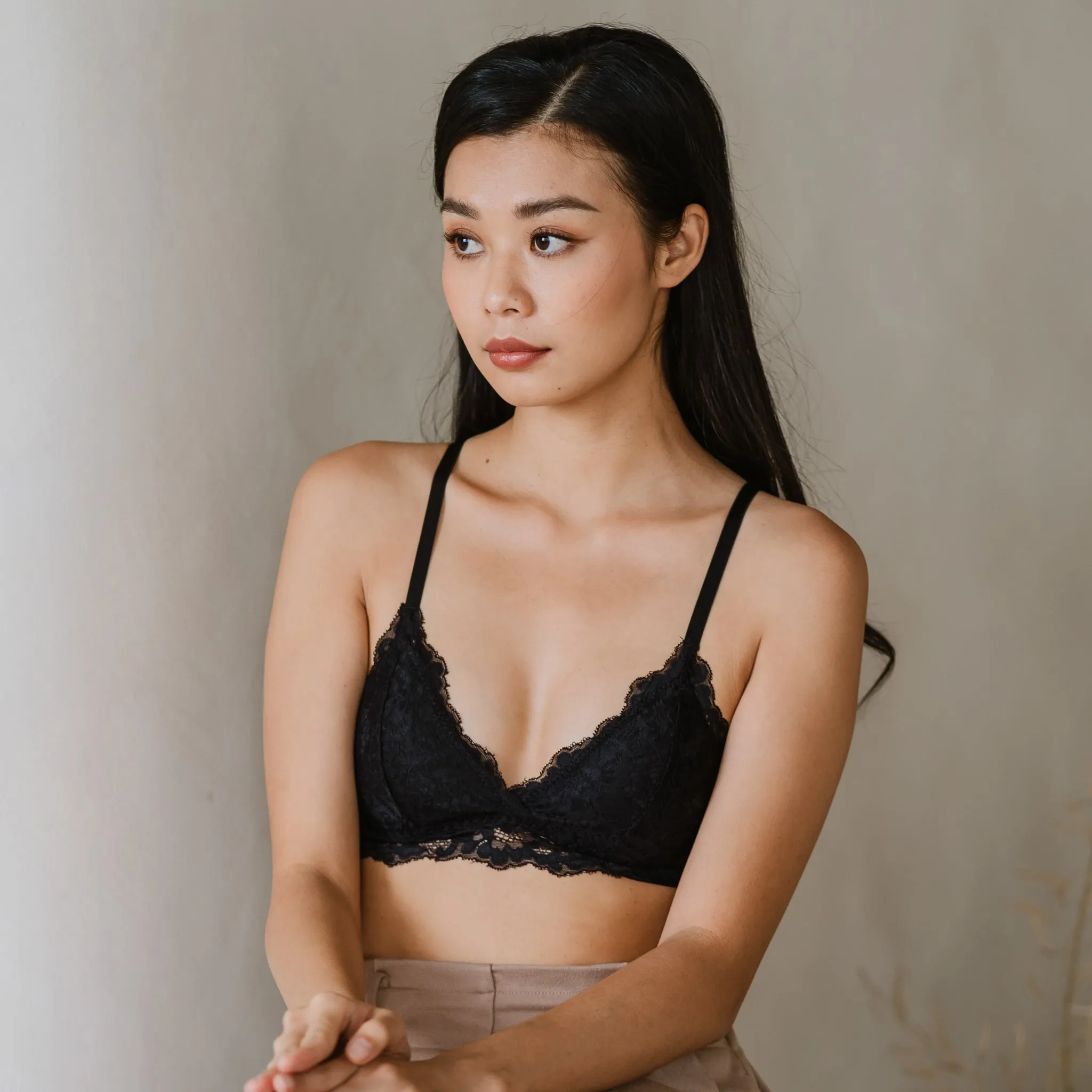 Waltz In Lace! Lightly-Lined Bralette in Black (Size XL only)