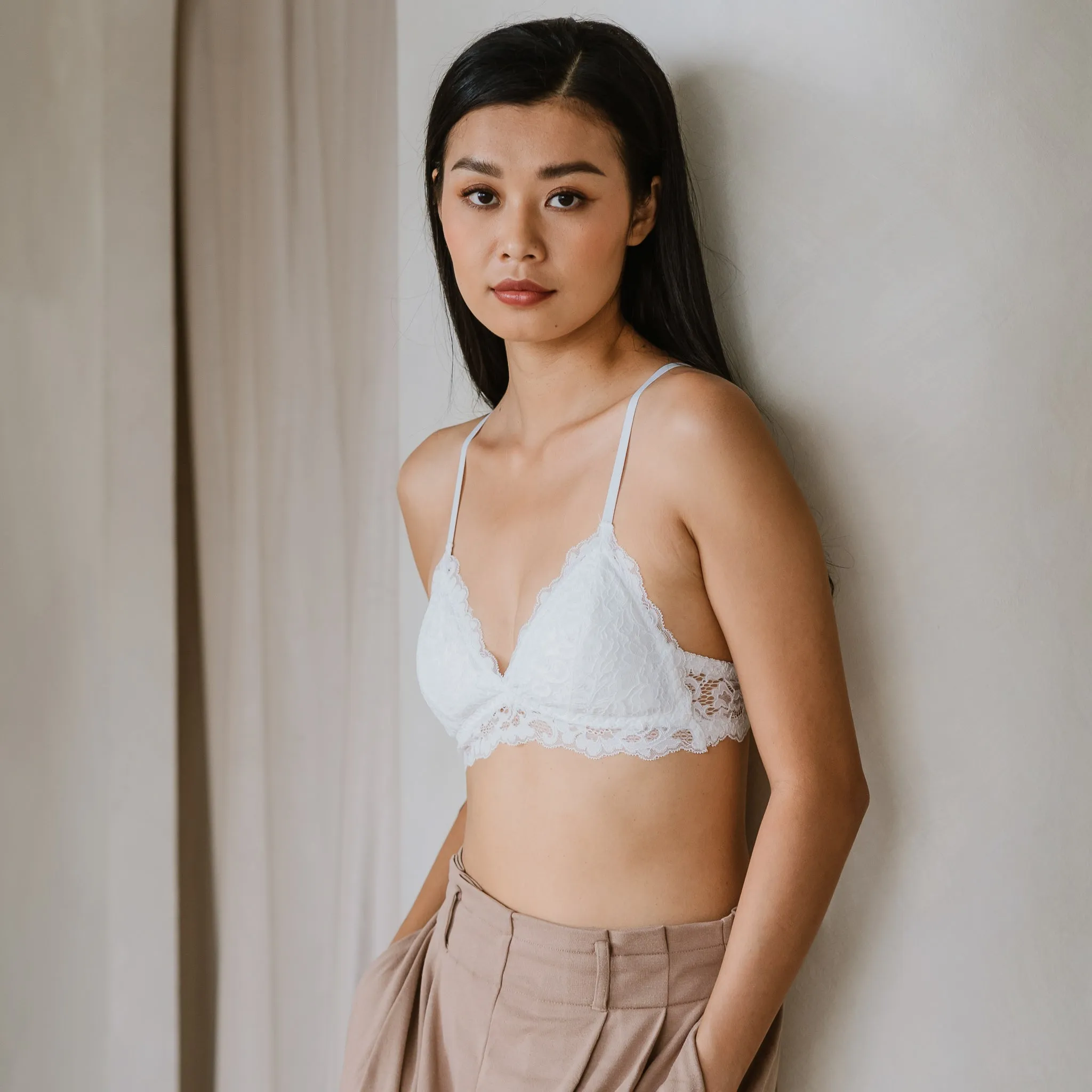 Waltz In Lace! Lightly-Lined Bralette in White (Size XL Only)