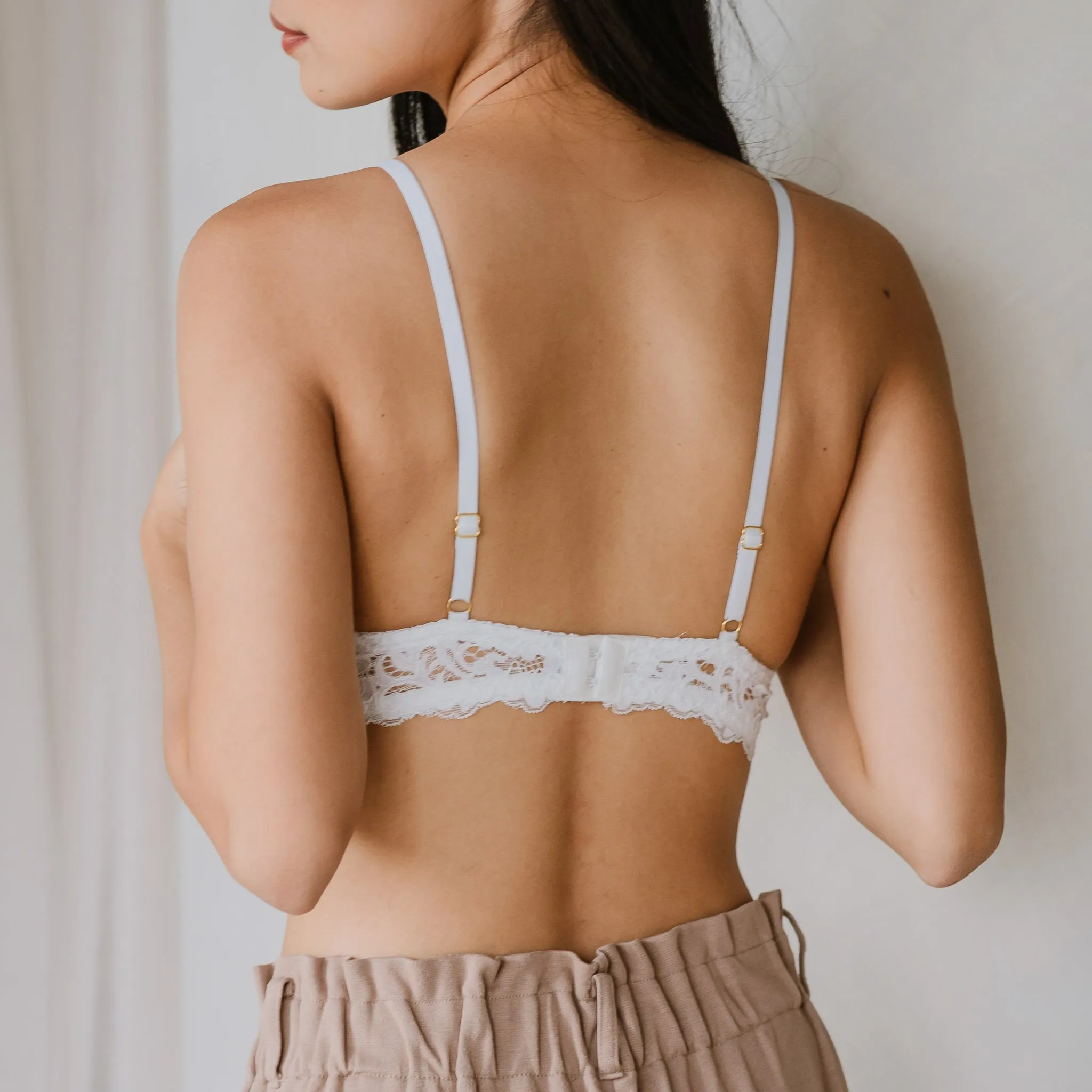 Waltz In Lace! Lightly-Lined Bralette in White (Size XL Only)