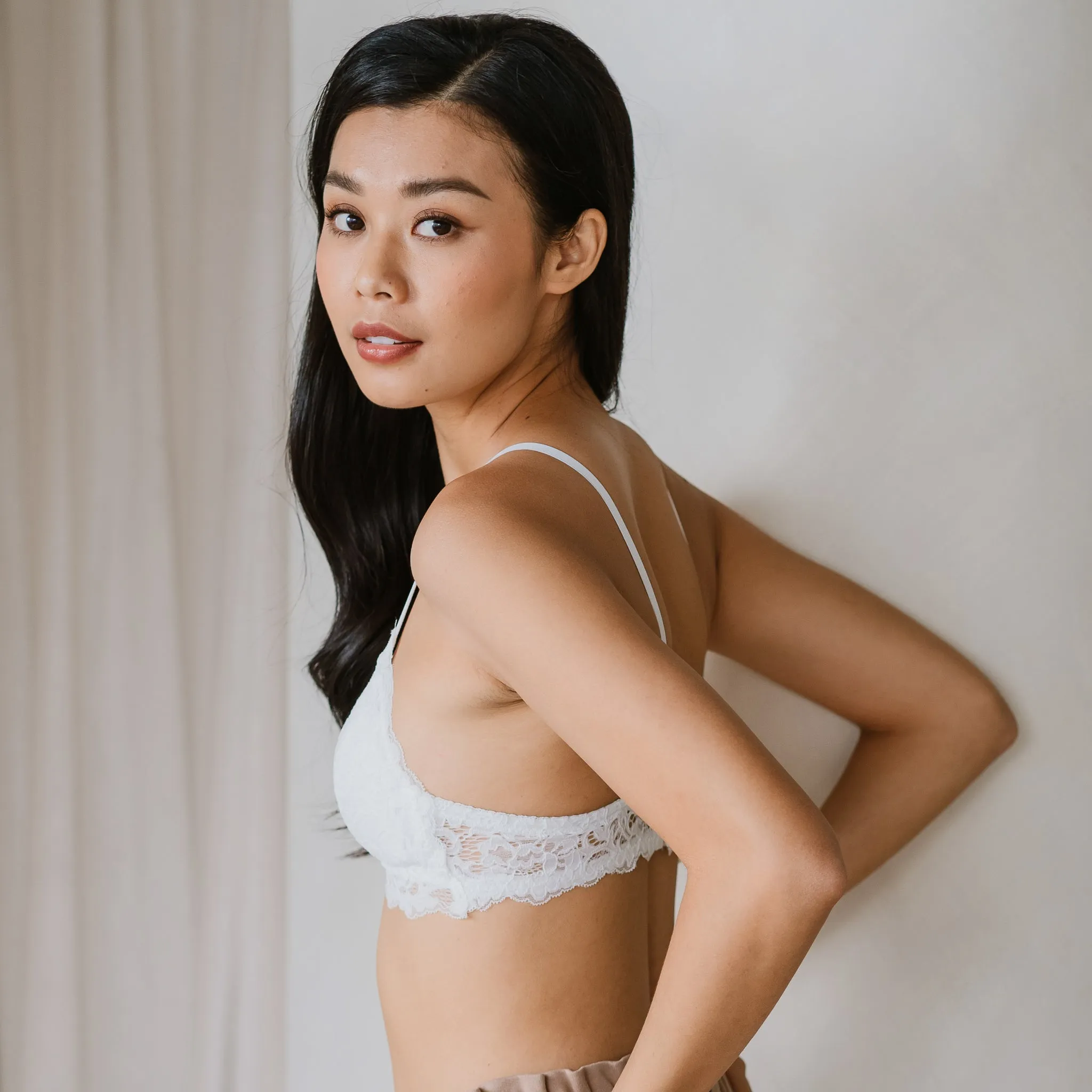 Waltz In Lace! Lightly-Lined Bralette in White (Size XL Only)