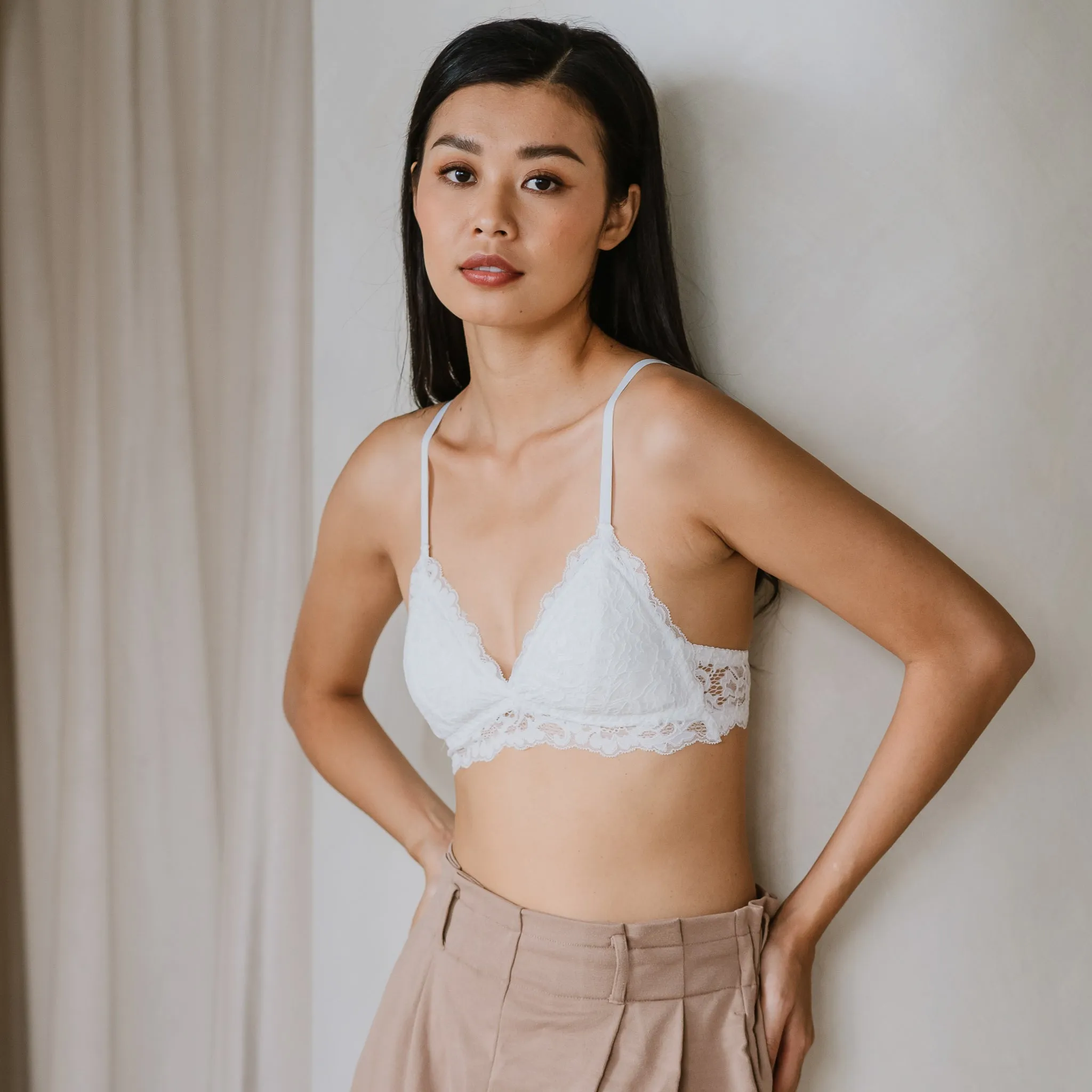 Waltz In Lace! Lightly-Lined Bralette in White (Size XL Only)