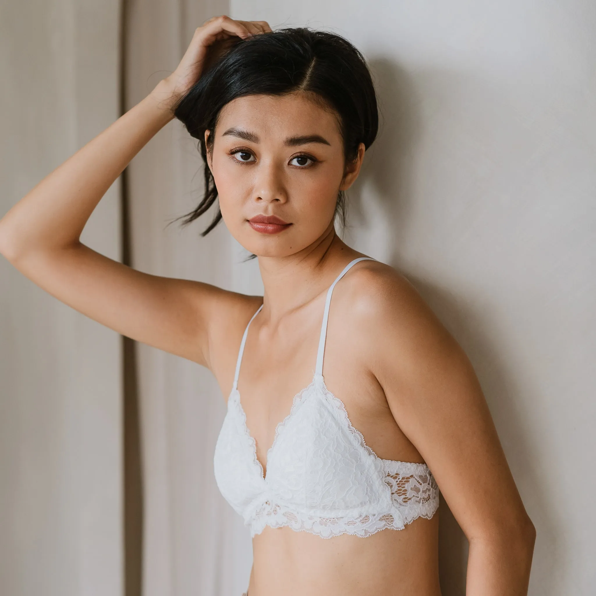 Waltz In Lace! Lightly-Lined Bralette in White (Size XL Only)