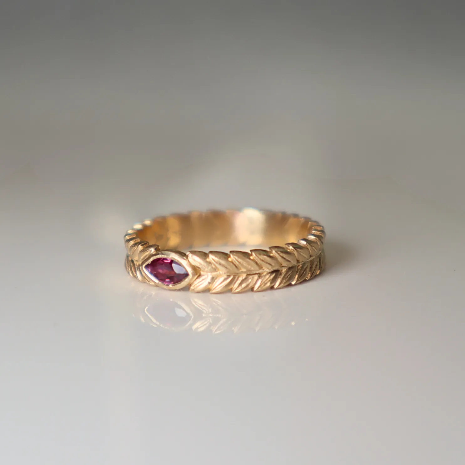Wheat Marquise Shape Ruby Ring