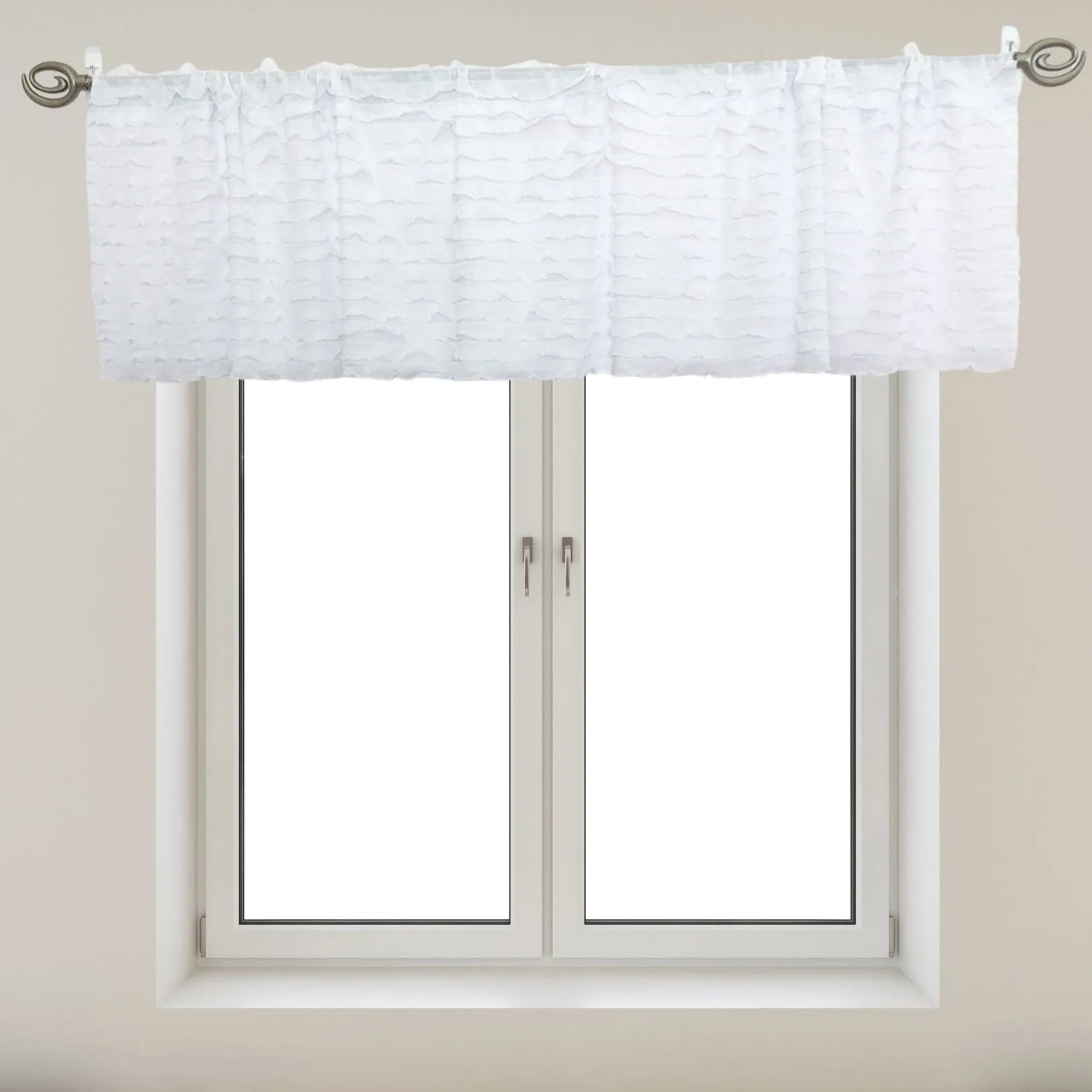 White Valances for Windows, Ruffled Curtains Coastal Valance, Rod Pocket Curtain Farmhouse Valance