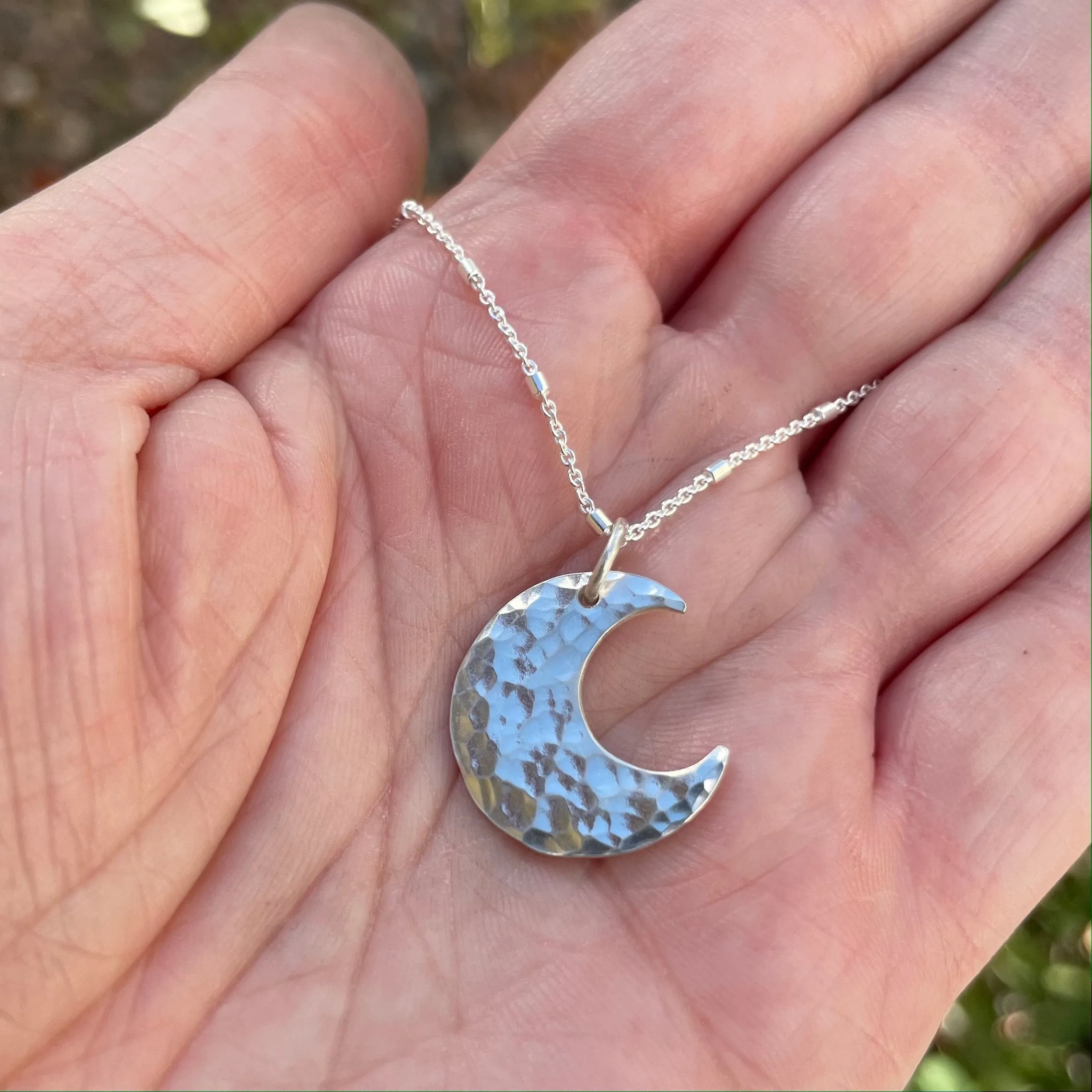 Witchy Silver Crescent Moon Pendant Necklace