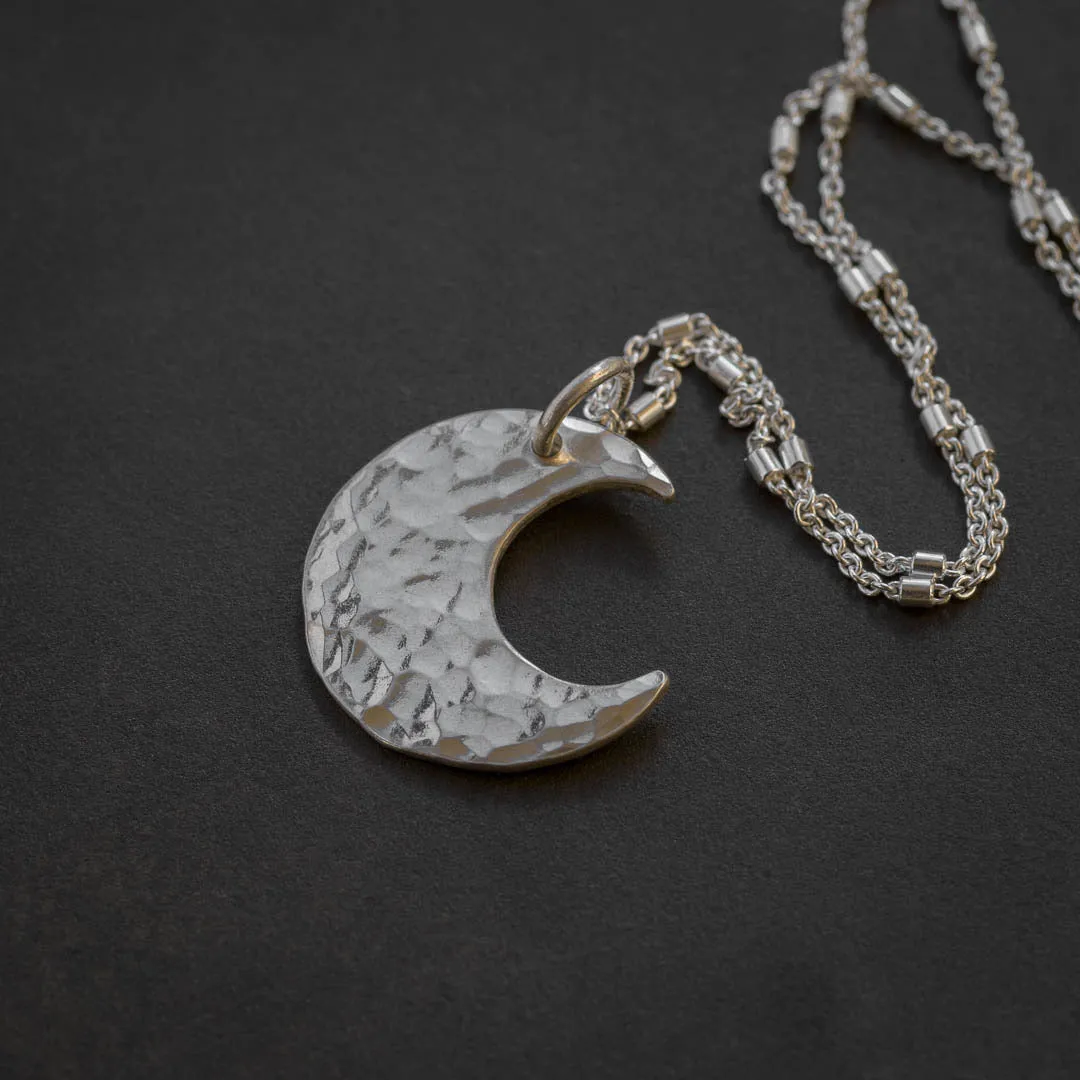 Witchy Silver Crescent Moon Pendant Necklace