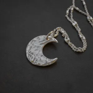 Witchy Silver Crescent Moon Pendant Necklace