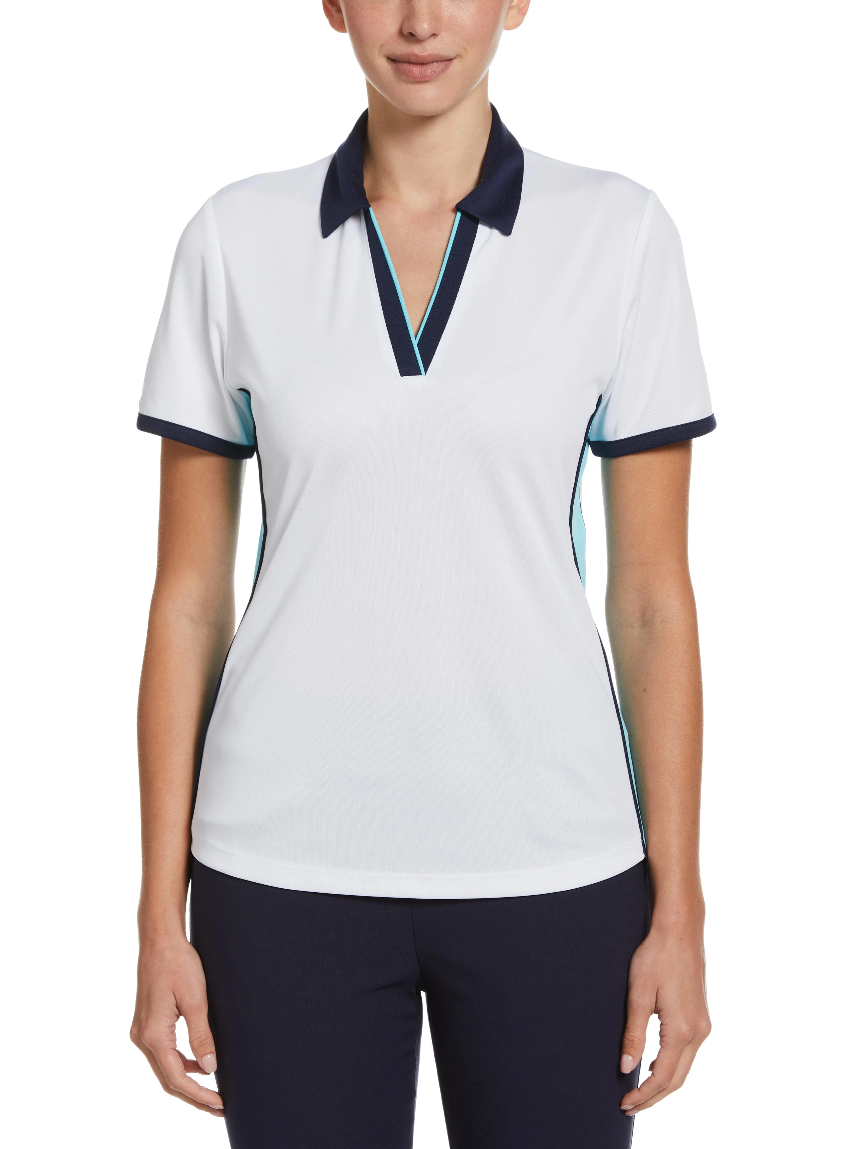 Womens Color Block Golf Polo