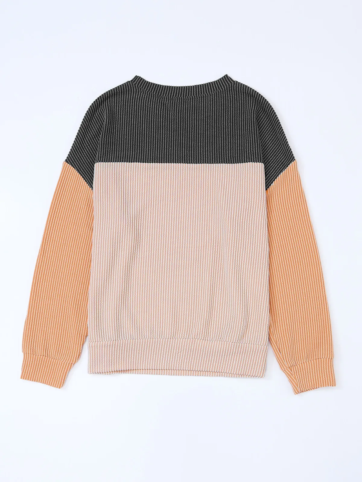Womens Fall Vibes Color Block Ribbed Long Sleeve Top