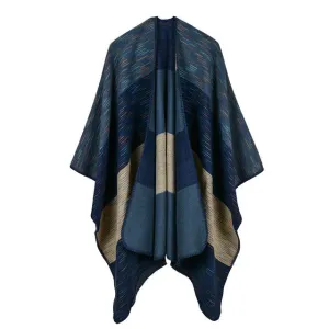 Women's Wide Stripes Fashion Poncho Scarf - 6 Colors