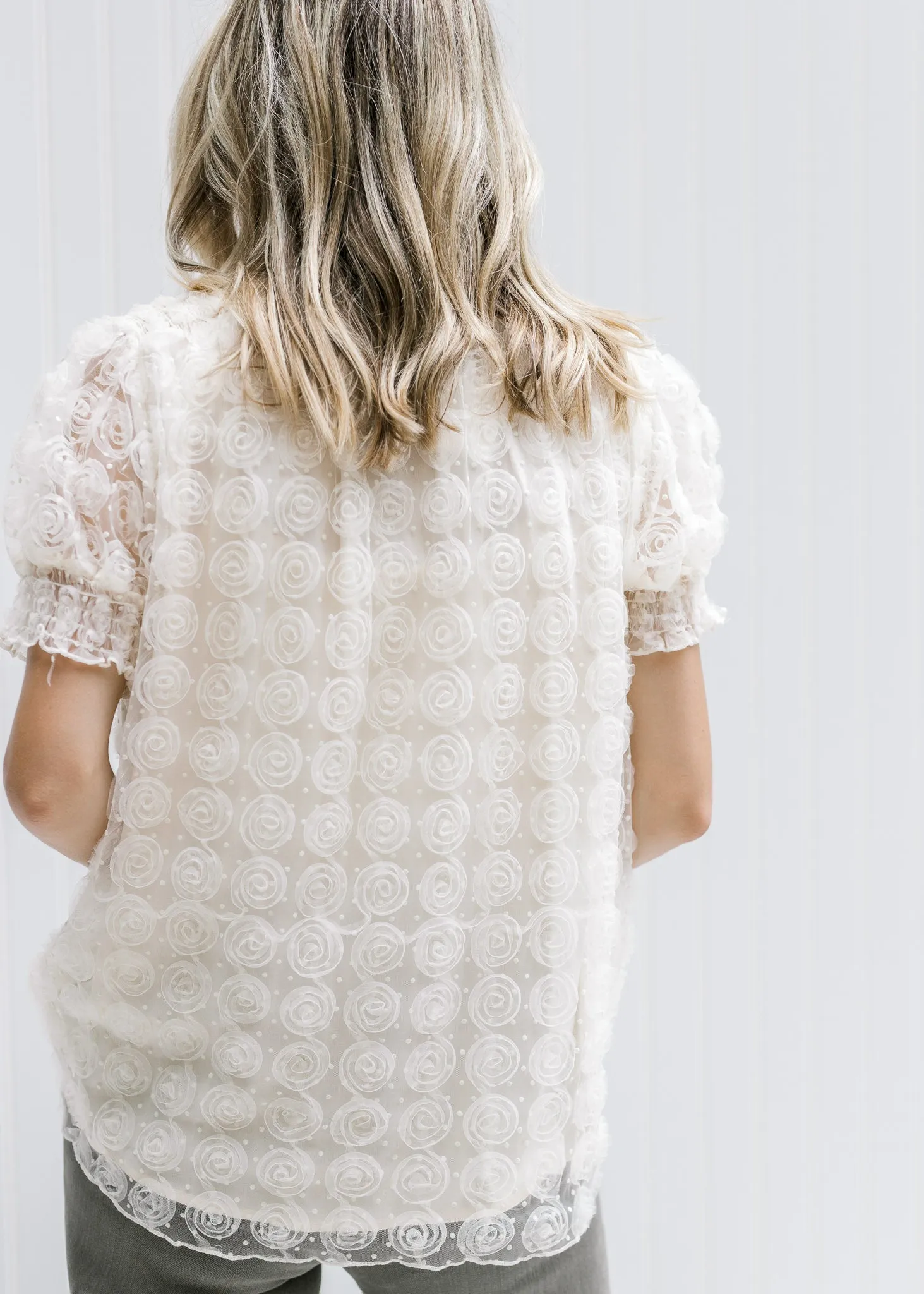 X Natural Lace Floral Blouse