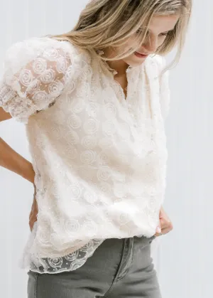 X Natural Lace Floral Blouse