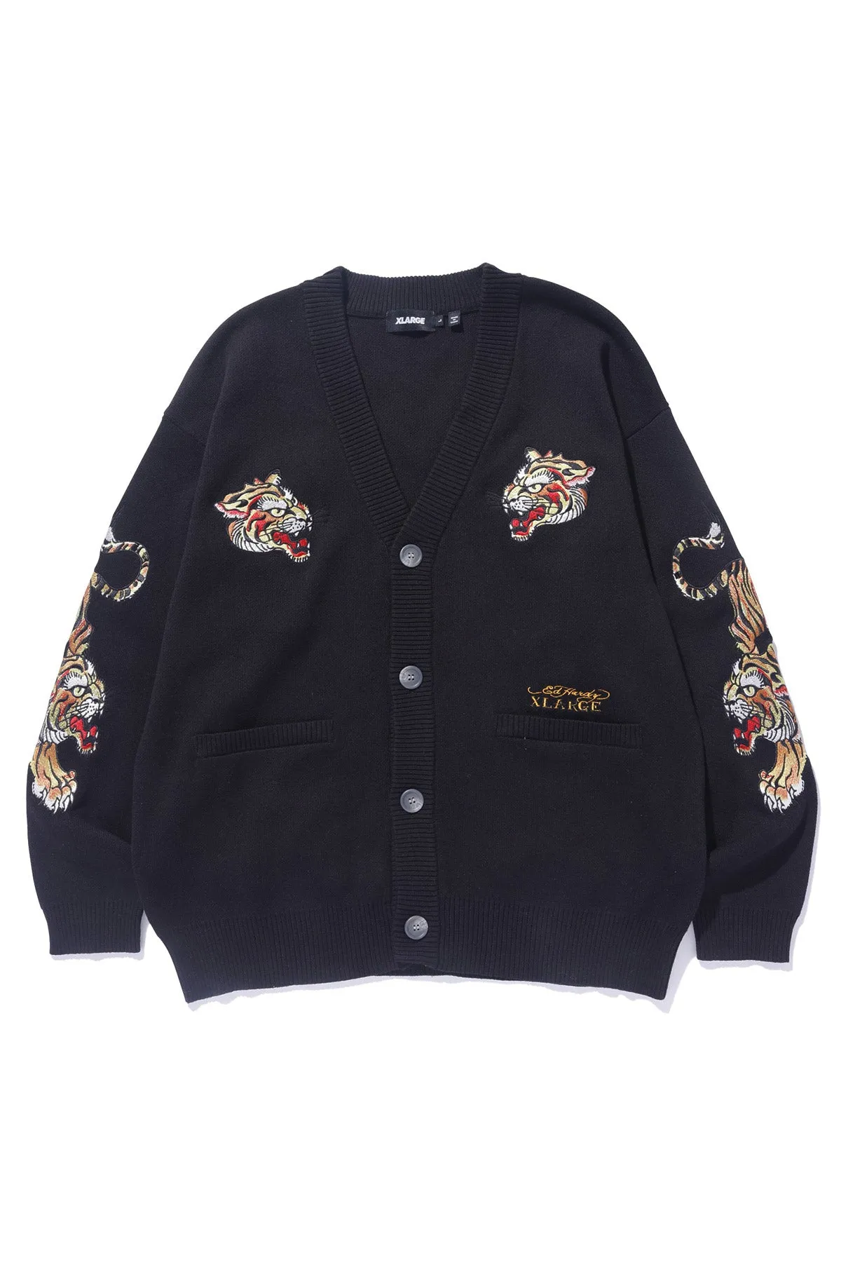 XLARGE x ED HARDY KNIT CARDIGAN - BLACK