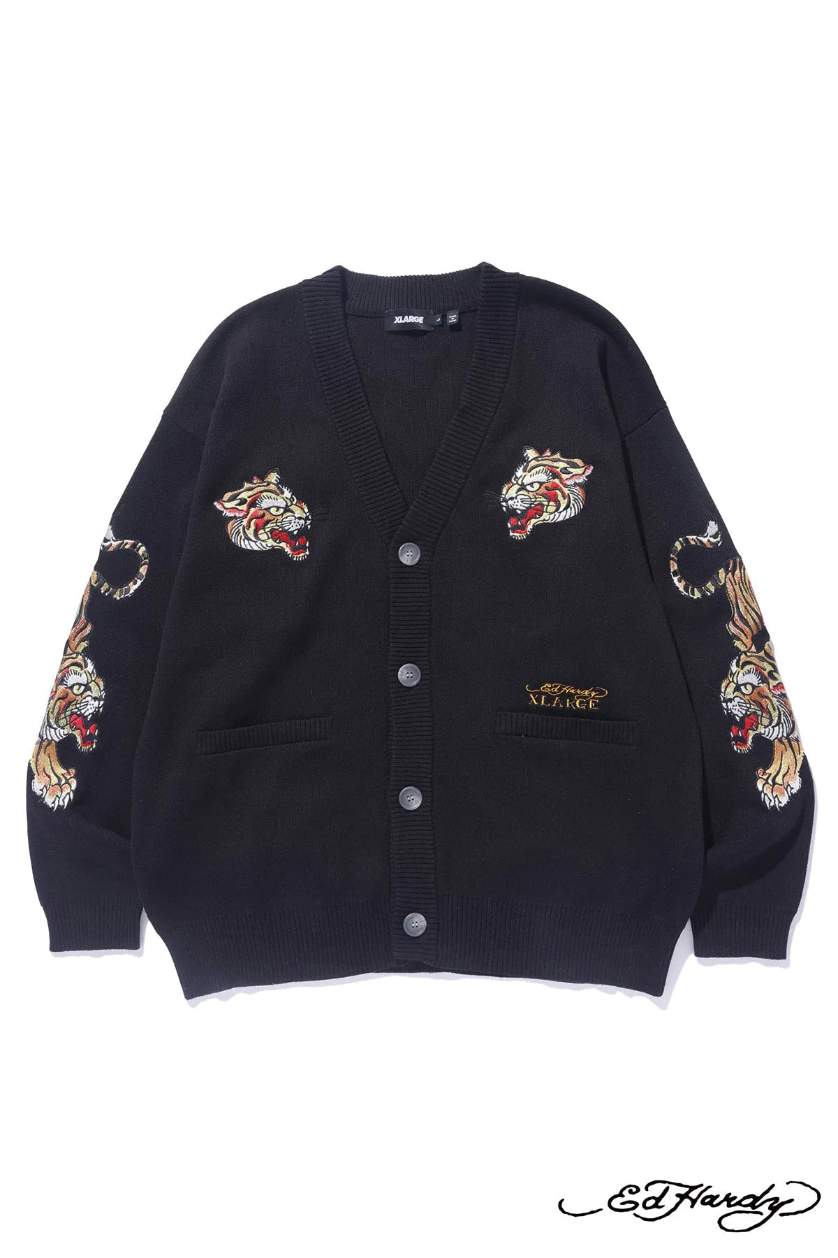 XLARGE x ED HARDY KNIT CARDIGAN - BLACK