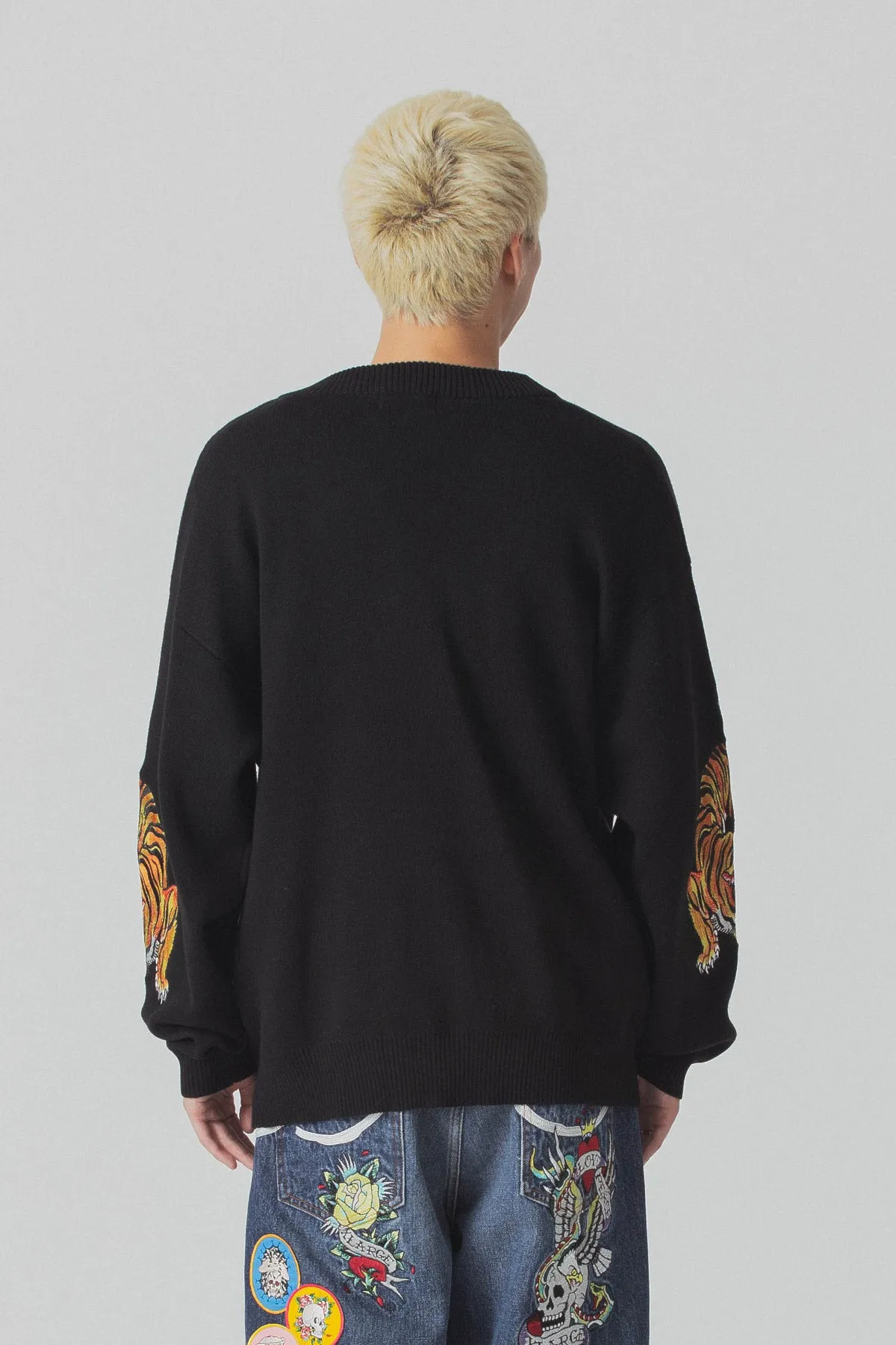 XLARGE x ED HARDY KNIT CARDIGAN - BLACK