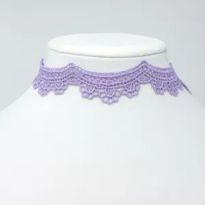 Yelena Lavender Scalloped Lace Choker with Ribbon