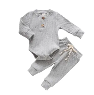 Zachary Ribbed Tracksuit - Light Grey