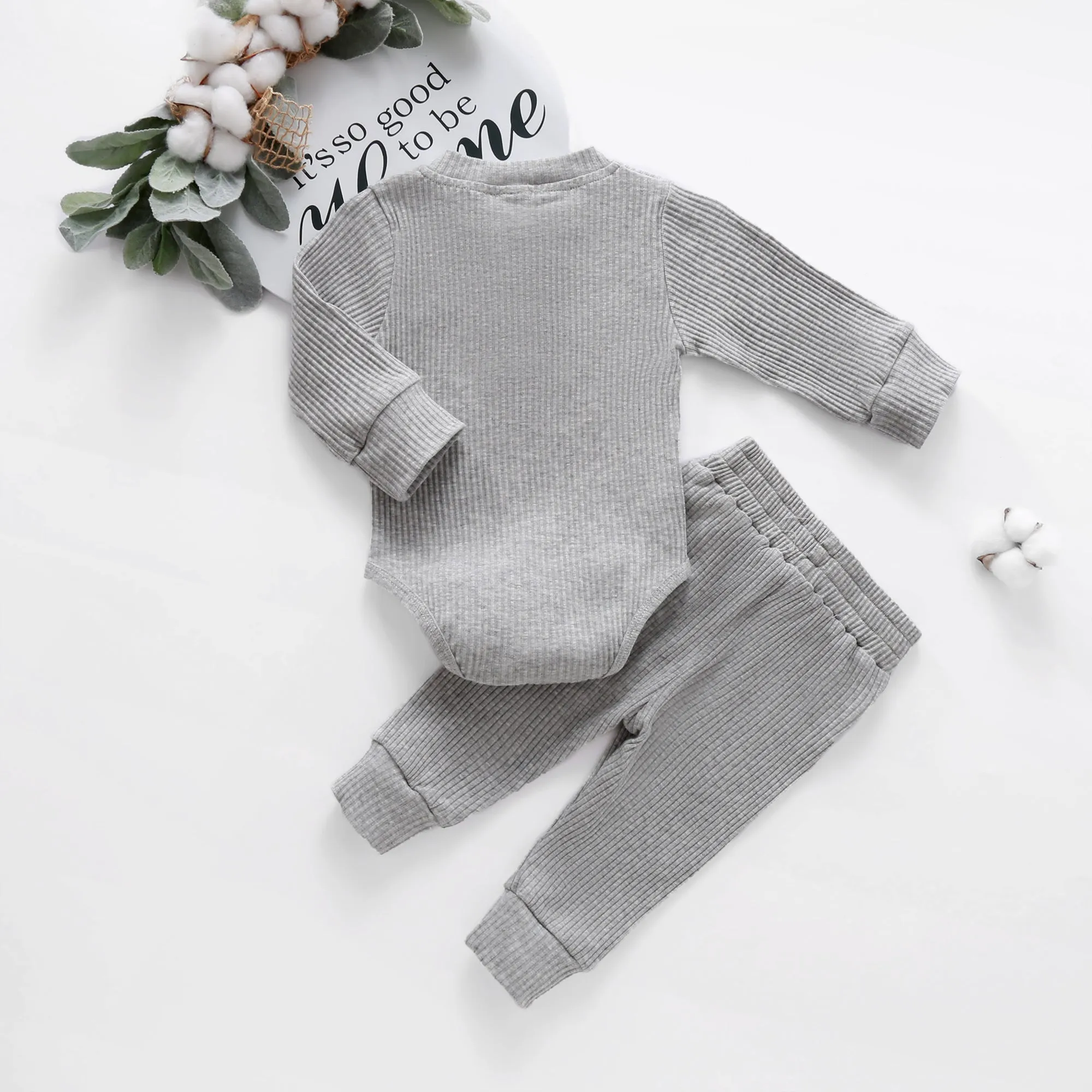 Zachary Ribbed Tracksuit - Light Grey